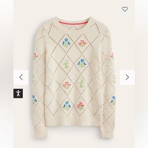 Boden Cream Sweater with Floral Accents